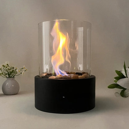 Desktop Fireplace Light Indoor Stainless Steel Small Portable Heating Furnace Round Glass 8
