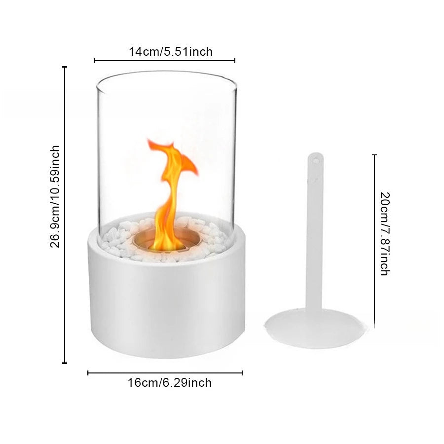 Desktop Fireplace Light Indoor Stainless Steel Small Portable Heating Furnace Round Glass 9