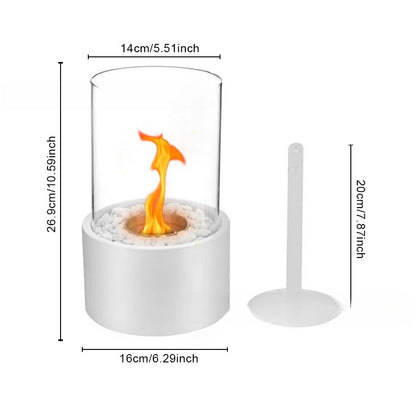 Desktop Fireplace Light Indoor Stainless Steel Small Portable Heating Furnace Round Glass 9