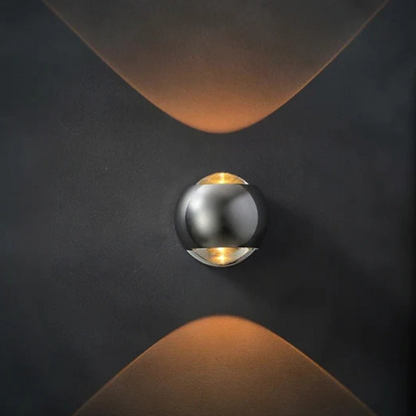 LuxRoyale Minimalist Polished Wall Light With Crystal Hourglass Core Dual Arcs
