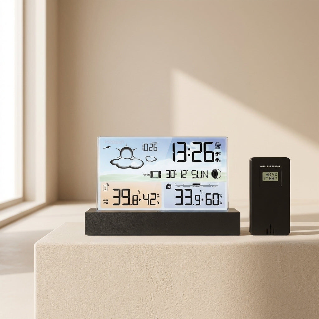 Digital Smart Table Clock Homely Dreams Compact Acrylic Alarm Clock with Temperature Display for Desk or Nightstand