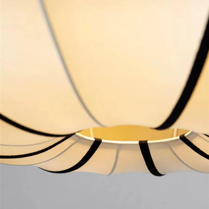 Disc Fabric Pendant Light - Black Trim 2