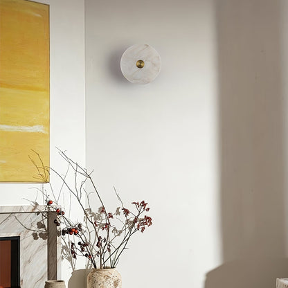 RoyaleGlow Round Alabaster Wall Sconce - Modern LED Flush Mount Light