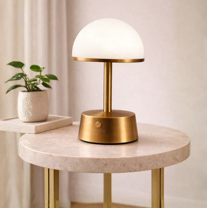 Royelux Rechargeable Alabaster Table Lamp - Cordless Touch Control LED Bedside Light