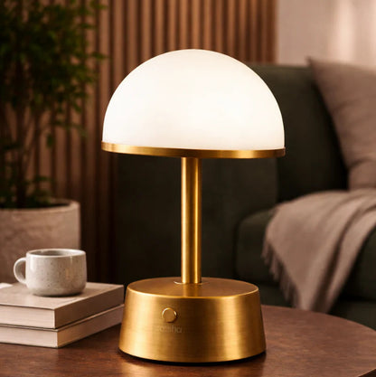 Royelux Rechargeable Alabaster Table Lamp - Cordless Touch Control LED Bedside Light