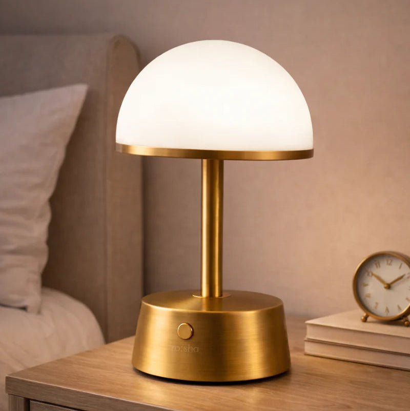 Royelux Rechargeable Alabaster Table Lamp - Cordless Touch Control LED Bedside Light