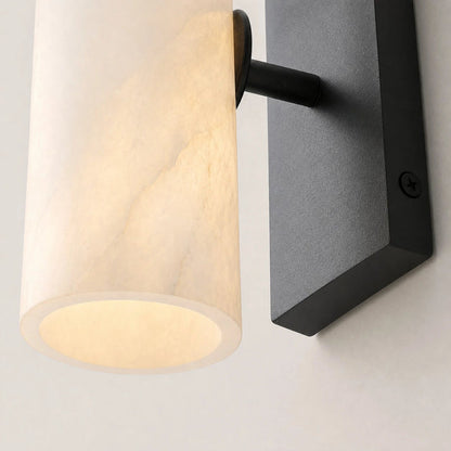 RoyaleGlow Modern Alabaster Wall Sconce - Brass Vanity Light Fixture
