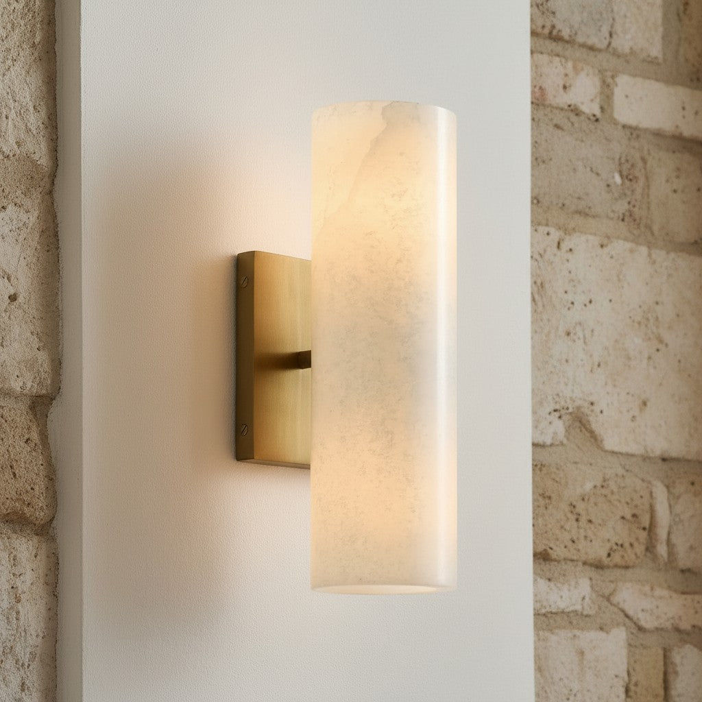 Doran Modern Elegant Alabaster Tube Sconce 0
