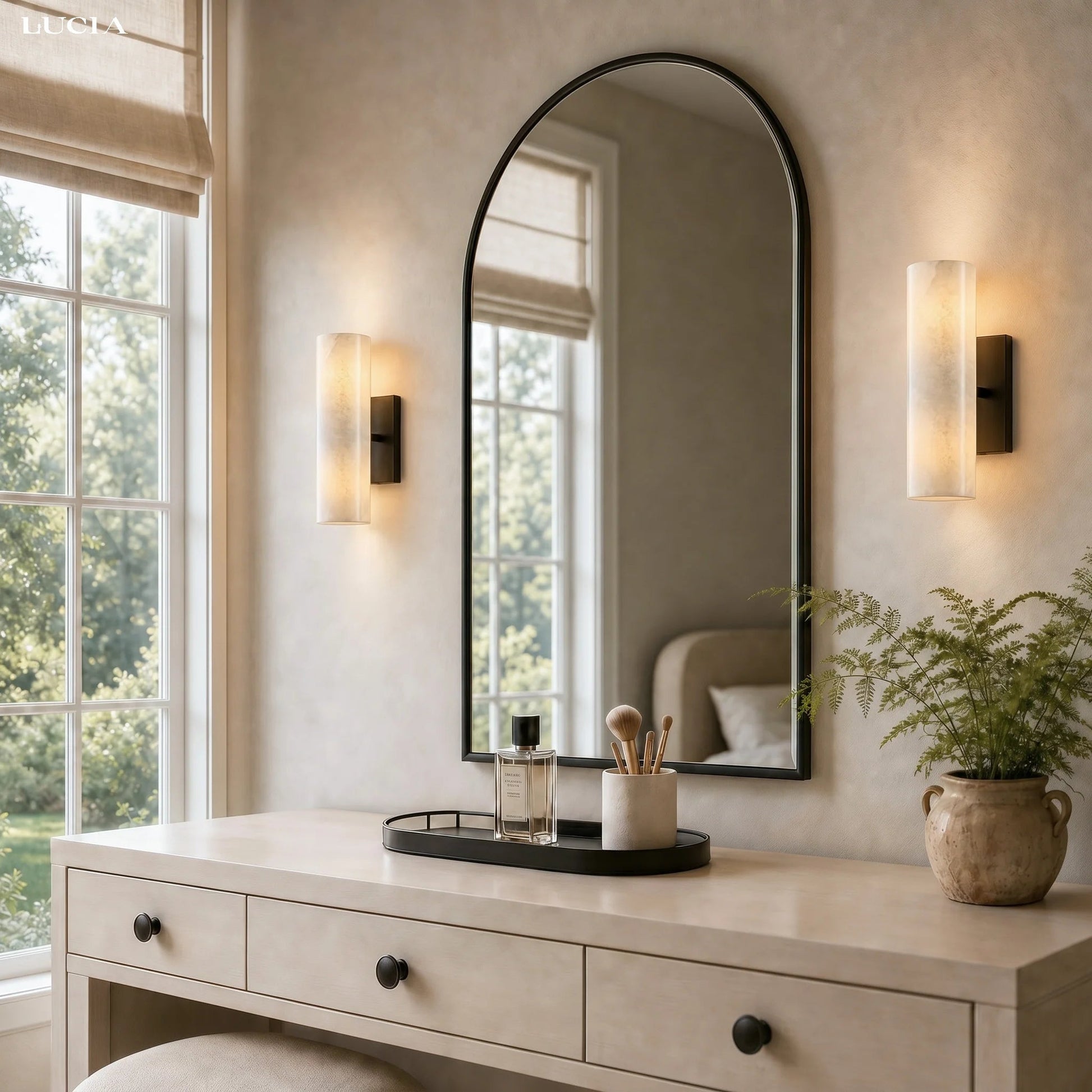 Doran Modern Elegant Alabaster Tube Sconce 1
