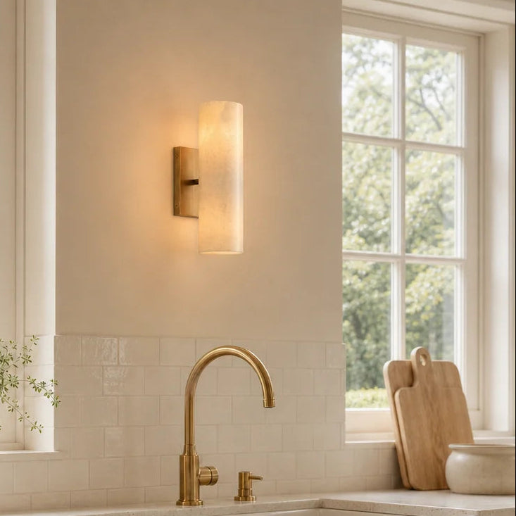 Doran Modern Elegant Alabaster Tube Sconce 2