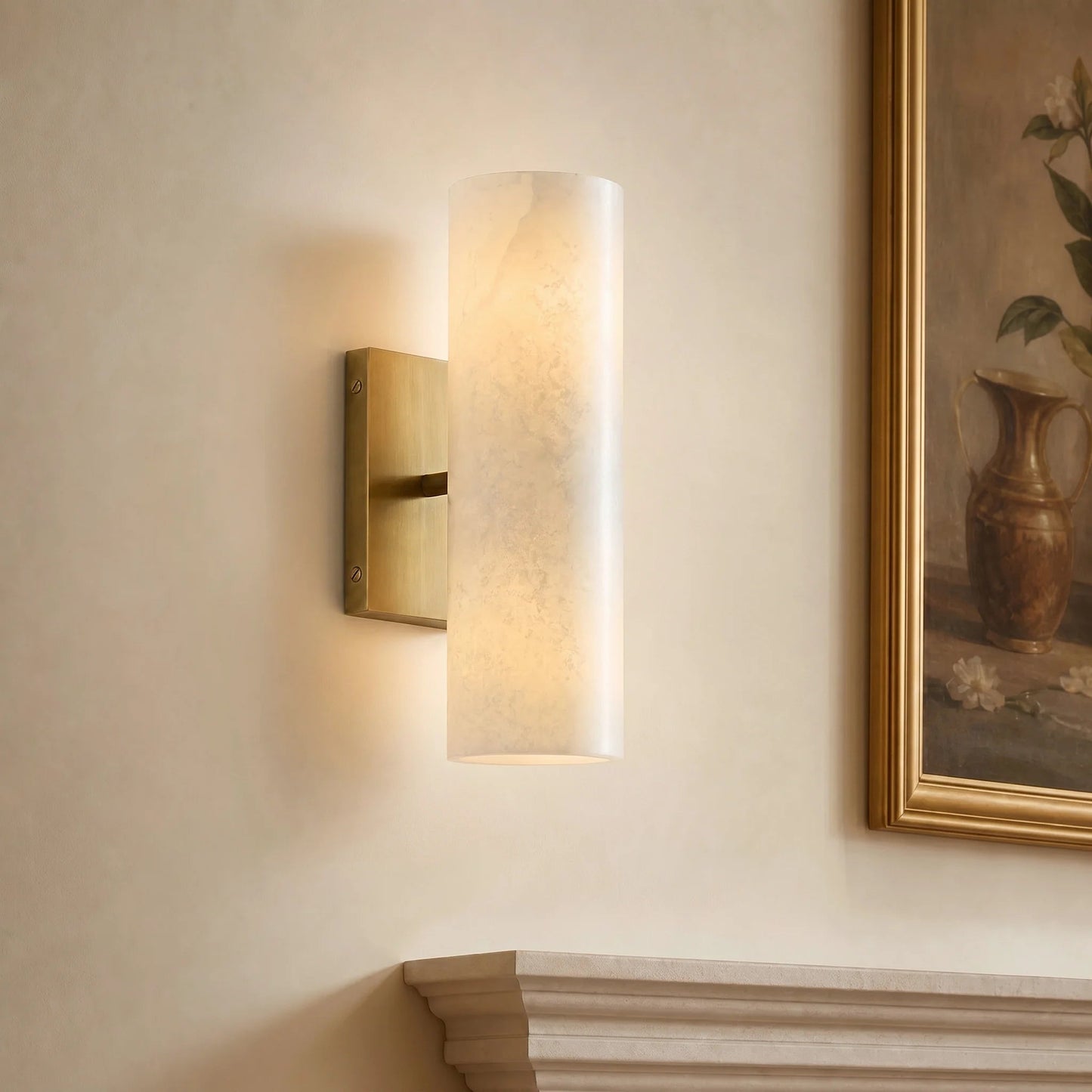 Doran Modern Elegant Alabaster Tube Sconce 3