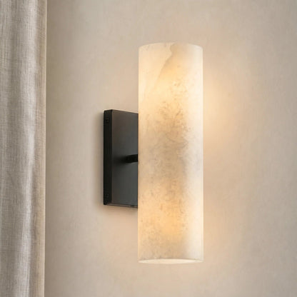 Doran Modern Elegant Alabaster Tube Sconce 4