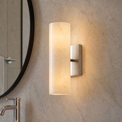 Doran Modern Elegant Alabaster Tube Sconce 5