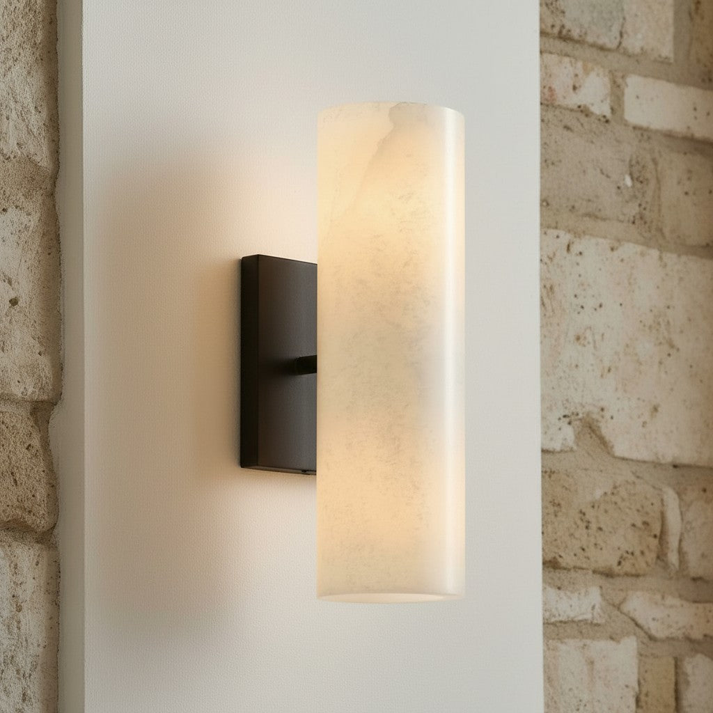 Doran Modern Elegant Alabaster Tube Sconce 6