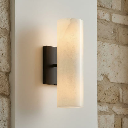 Doran Modern Elegant Alabaster Tube Sconce 6