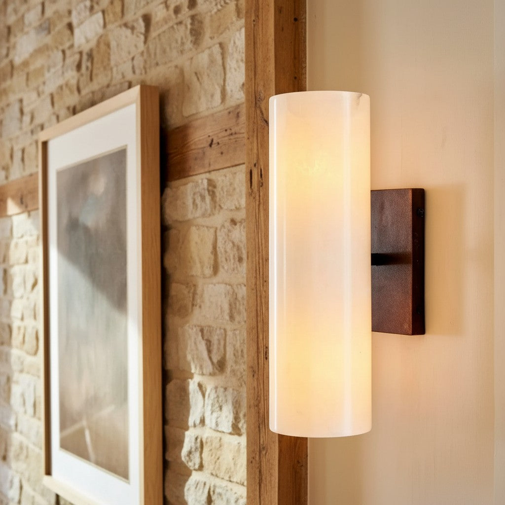 Doran Modern Elegant Alabaster Tube Sconce 8