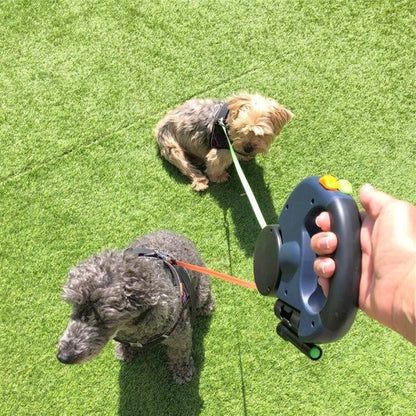 Furora Dual Dog Leash with Flashlight & Waste Bag Holder – Tangle-Free Walking for Two Dogs