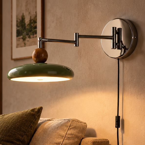 LuxRoyale Adjustable Plug-In Wall Sconce - Modern Metal Arm Light Fixture