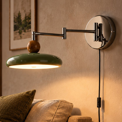 LuxRoyale Adjustable Plug-In Wall Sconce - Modern Metal Arm Light Fixture