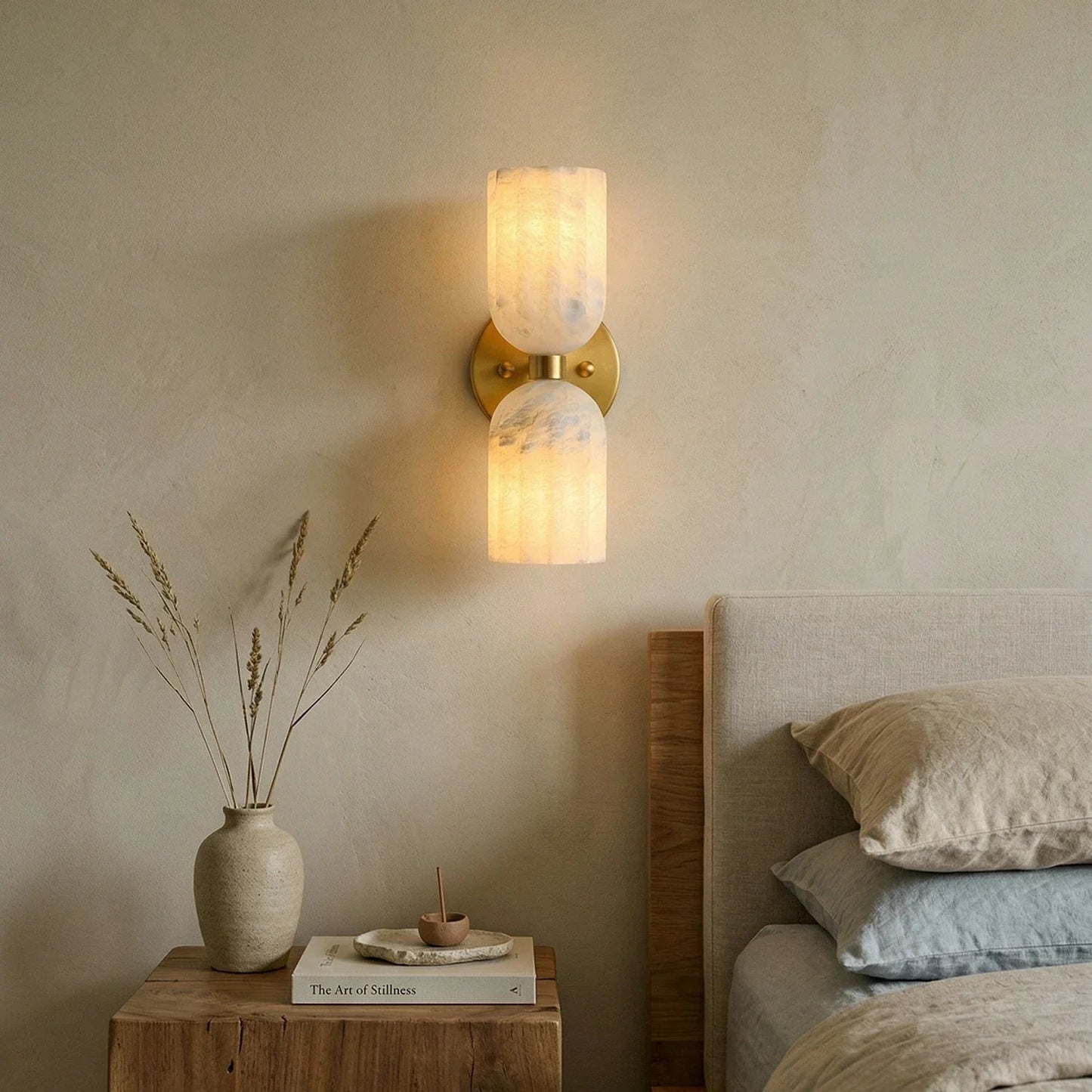 Dual Alabaster Pillar Wall Sconce 2