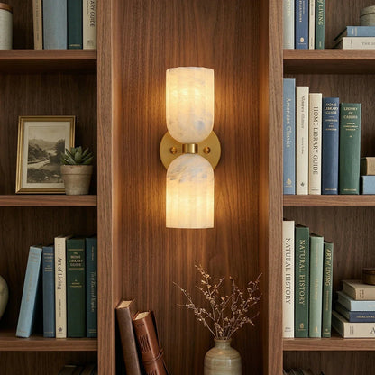 Dual Alabaster Pillar Wall Sconce 3