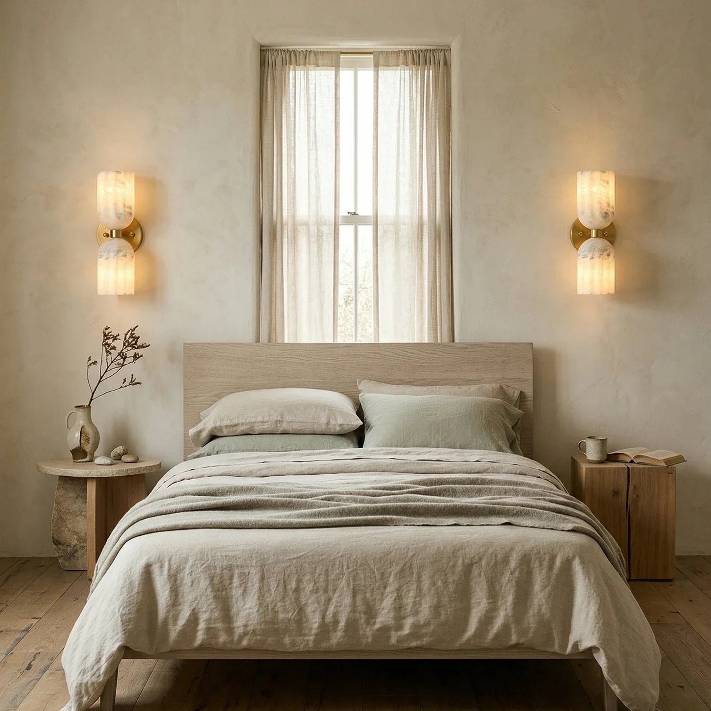 Dual Alabaster Pillar Wall Sconce 6