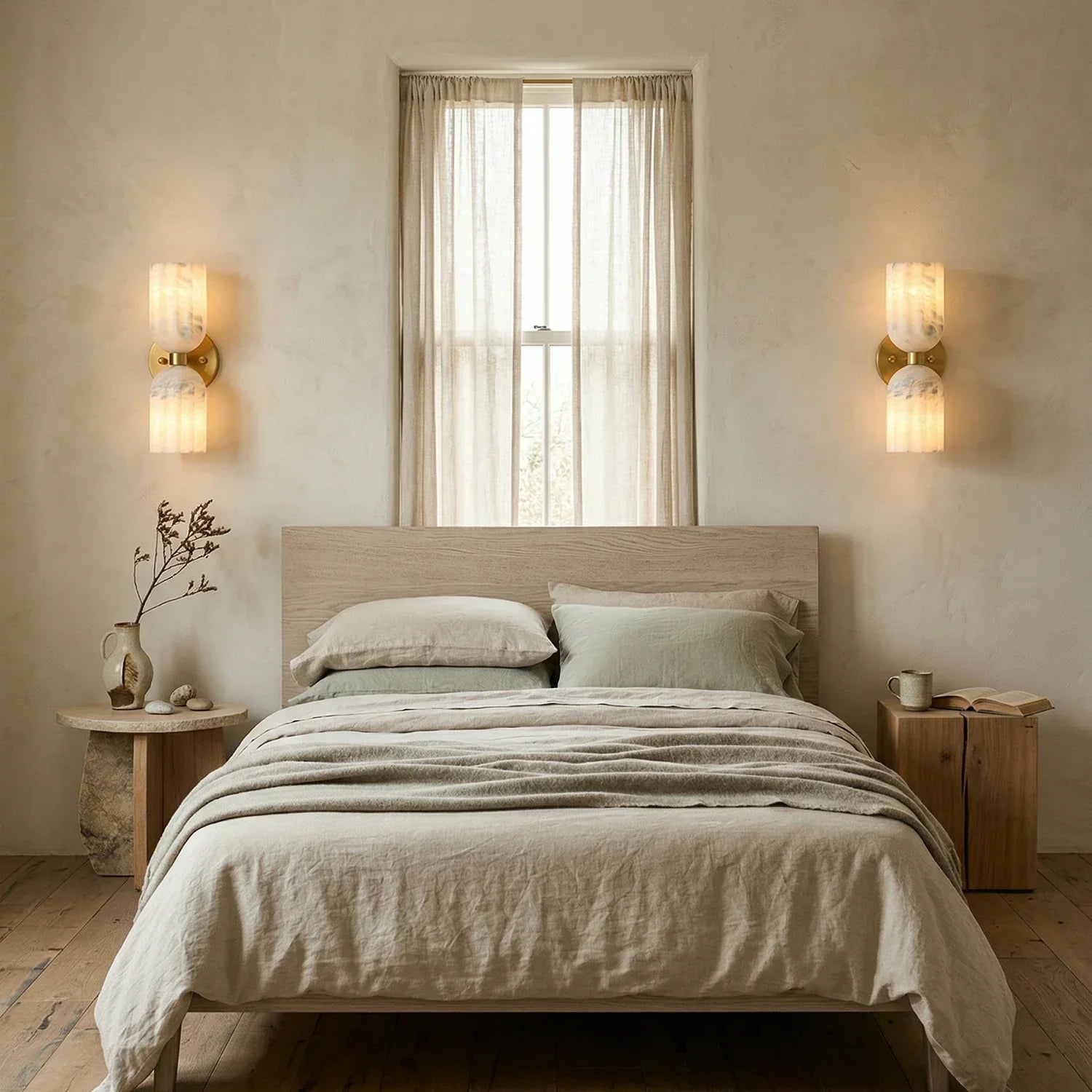 Dual Alabaster Pillar Wall Sconce 6