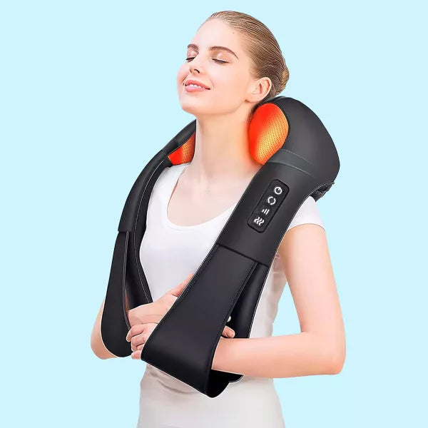 U-Shaped Deep Tissue Massager – Relieves muscle tension, stiffness, and fatigue with 16 deep-kneading nodes. Ergonomic design contours to your body, promoting circulation and pain relief. One-button operation, customizable intensity, breathable mesh, and automatic shut-off. Lightweight, portable, and perfect for full-body relaxation at home or on the go