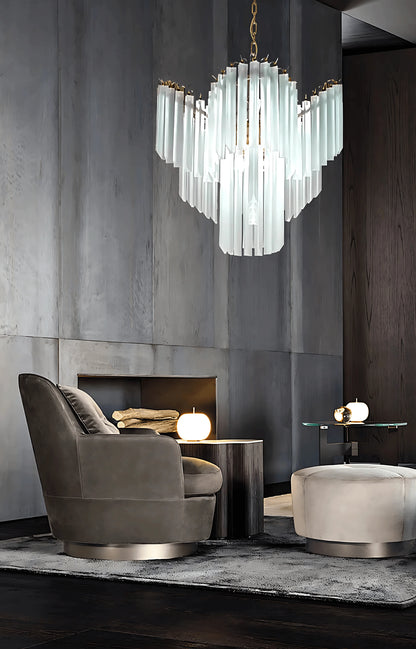 Royelux Modern Cascading Frosted Glass Chandelier - Luxury Living Room Hanging Light