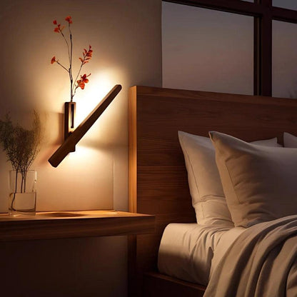 Royelux Rotating Wood Wall Sconce with Vase | Modern LED Light & Planter-Royale Basic