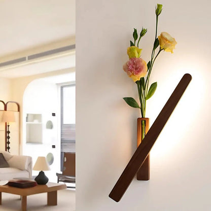 LuxRoyale Wooden Vase Wall Light With Built In Rotatable Ambient Lighting