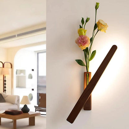 Royelux Rotating Wood Wall Sconce with Vase | Modern LED Light & Planter-Royale Basic