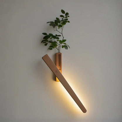 LuxRoyale Wooden Vase Wall Light With Built In Rotatable Ambient Lighting