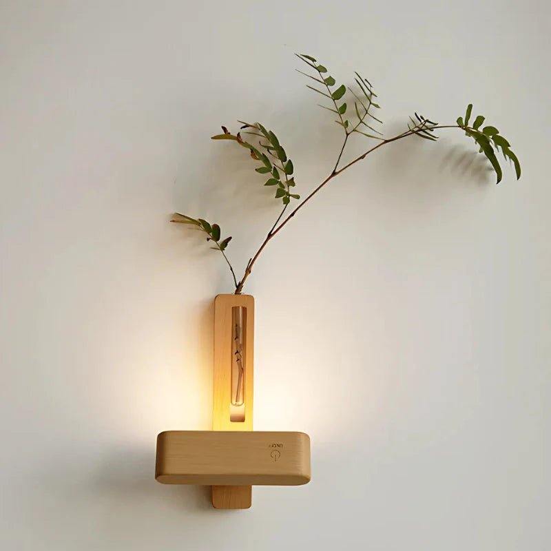 LuxRoyale Wooden Vase Wall Light With Built In Rotatable Ambient Lighting