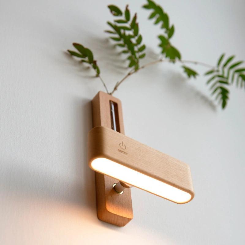 Royelux Rotating Wood Wall Sconce with Vase | Modern LED Light & Planter-Royale Basic