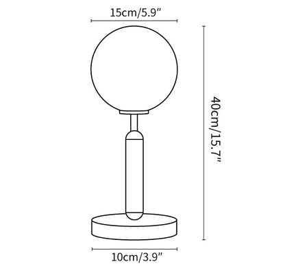 Royelux Modern Brass Table Lamp with Frosted Glass Globe for Bedroom & Office