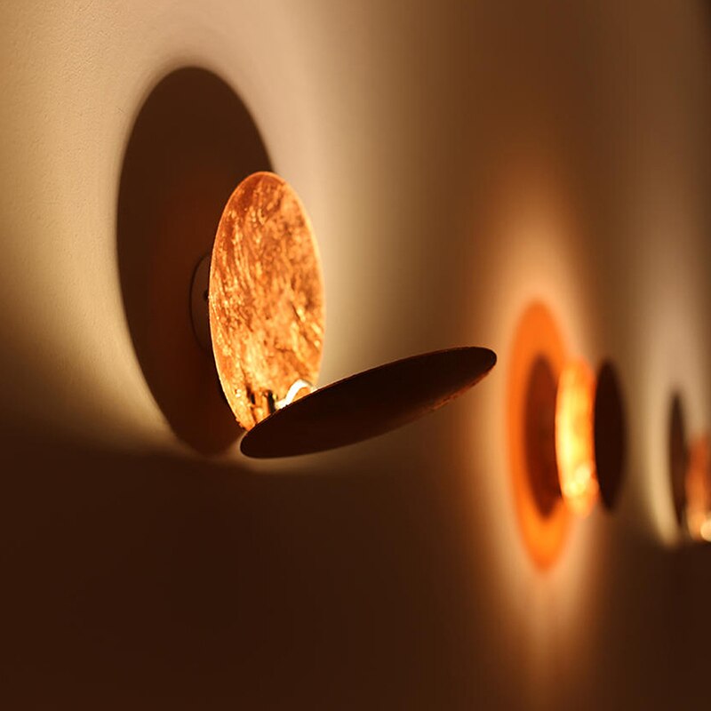 Luxora Modern Eclipse LED Wall Light, Gold Dual Circle Sconce for Bedroom