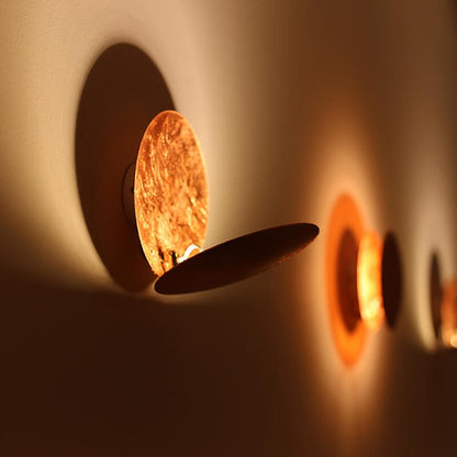 Luxora Modern Eclipse LED Wall Light, Gold Dual Circle Sconce for Bedroom