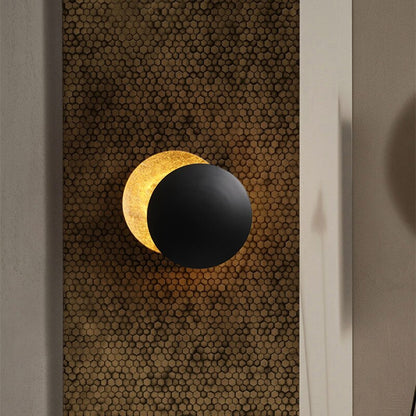 Luxora Modern Eclipse LED Wall Light, Gold Dual Circle Sconce for Bedroom