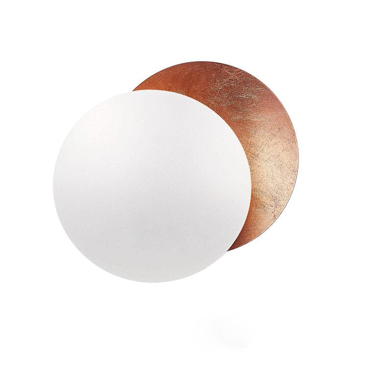 Luxora Modern Eclipse LED Wall Light, Gold Dual Circle Sconce for Bedroom