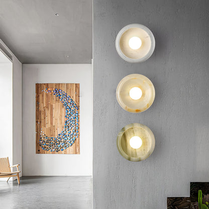 RoyaleGlow Eclipse Natural Alabaster Wall Sconce - Modern LED Lighting
