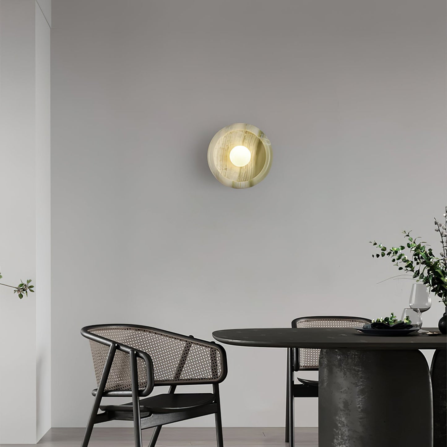 RoyaleGlow Eclipse Natural Alabaster Wall Sconce - Modern LED Lighting