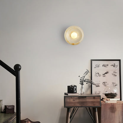 RoyaleGlow Eclipse Natural Alabaster Wall Sconce - Modern LED Lighting