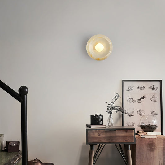 RoyaleGlow Eclipse Natural Alabaster Wall Sconce - Modern LED Lighting