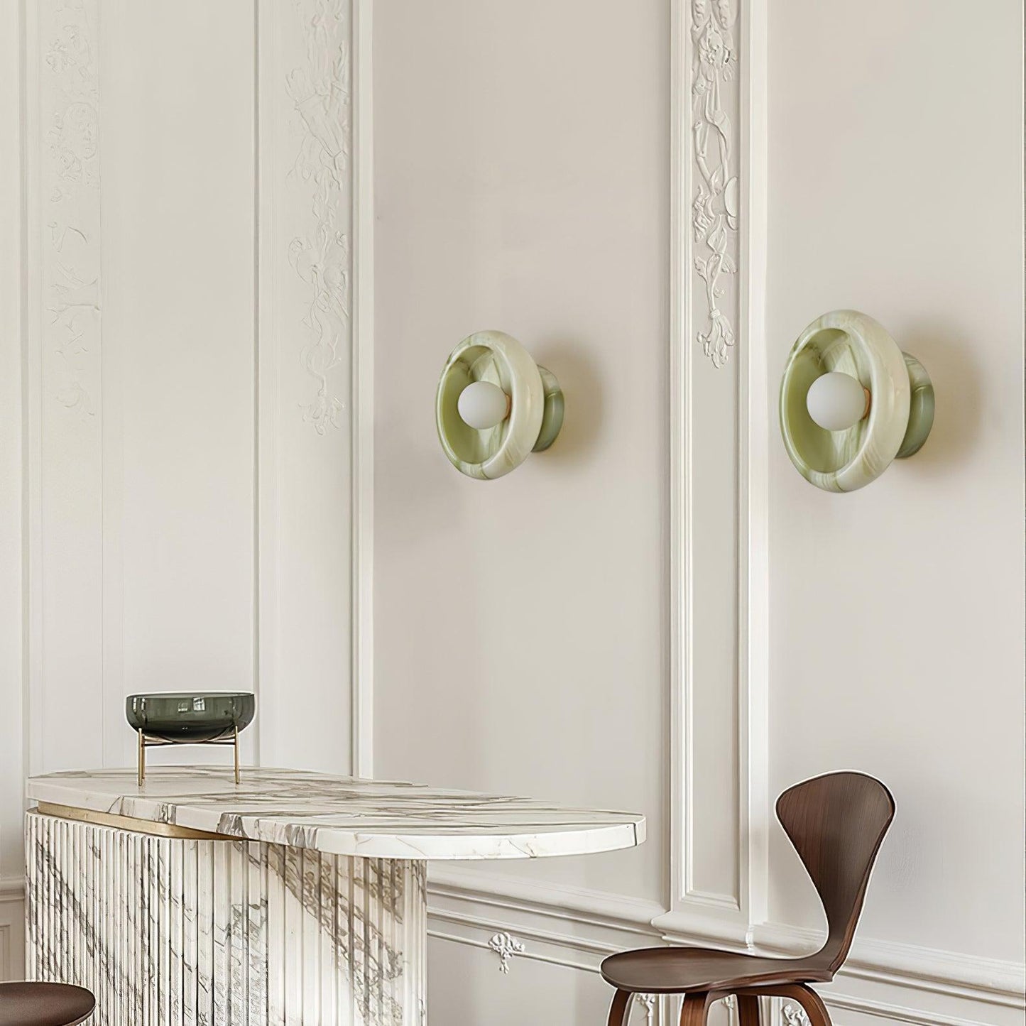 RoyaleGlow Eclipse Natural Alabaster Wall Sconce - Modern LED Lighting