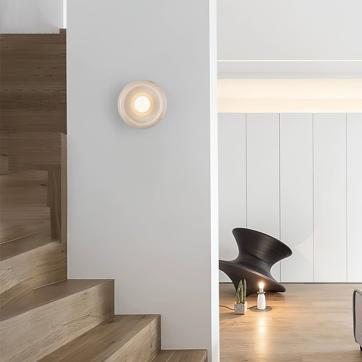 RoyaleGlow Eclipse Natural Alabaster Wall Sconce - Modern LED Lighting