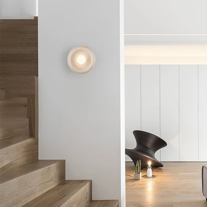 RoyaleGlow Eclipse Natural Alabaster Wall Sconce - Modern LED Lighting