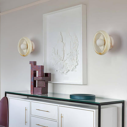 RoyaleGlow Eclipse Natural Alabaster Wall Sconce - Modern LED Lighting