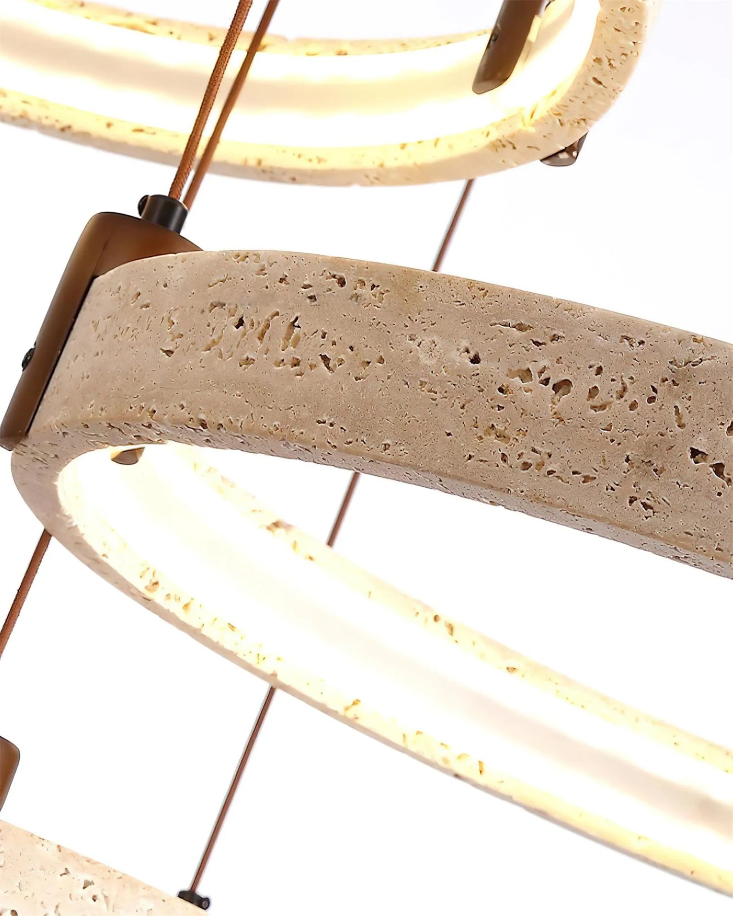Royelux Modern Circular Travertine Chandelier with LED Light for Dining Room, Living Room