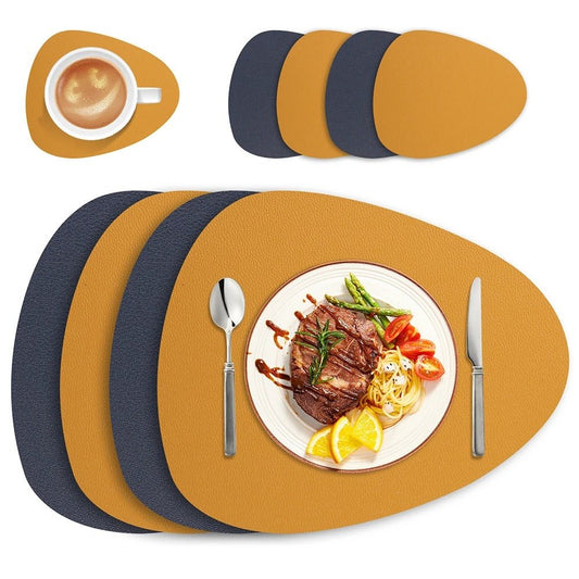 Ecological Leather Dual-Sided Placemats Set - Waterproof and Oil-Proof 0